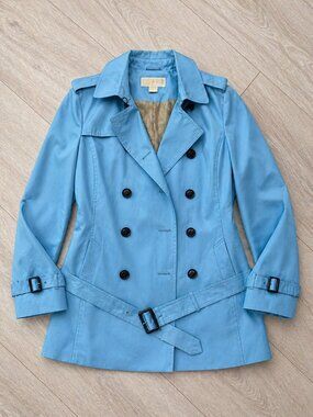Michael Kors Light Blue Trench Coat Size L